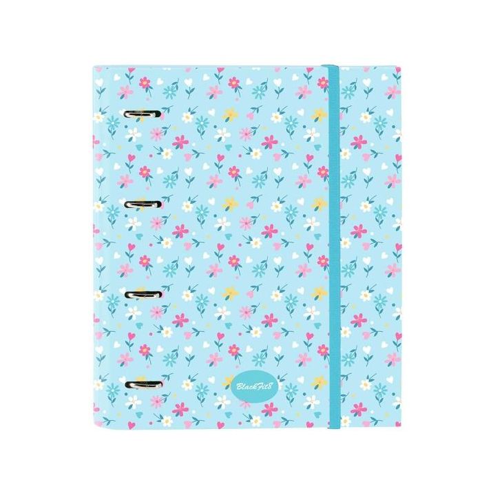 Safta Blackfit8 Petalos Carpeta de 4 Anillas de 35mm - Recambio de 100 Hojas A4 - Cuadricula de 5x5mm - 80g/m2 - Separadores Int