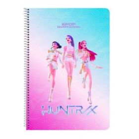 Safta K-Pop Demon Hunters Libreta con Espiral - Formato Folio - 80 Hojas de 80g/m2 - Cuadricula 4x4mm - Tapas Duras Glasofonadas