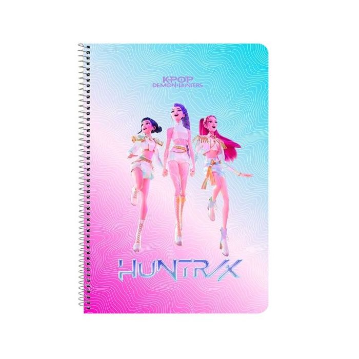 Safta K-Pop Demon Hunters Libreta con Espiral - Formato Folio - 80 Hojas de 80g/m2 - Cuadricula 4x4mm - Tapas Duras Glasofonadas
