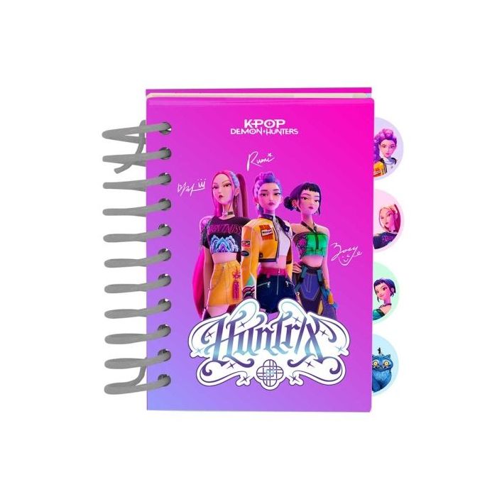 Safta K-Pop Demon Hunters Bloc de Notas - Formato A7 - 80 Hojas de 80 g/m2 - Espiral - Tapas Duras - 4 Separadores Interiores -