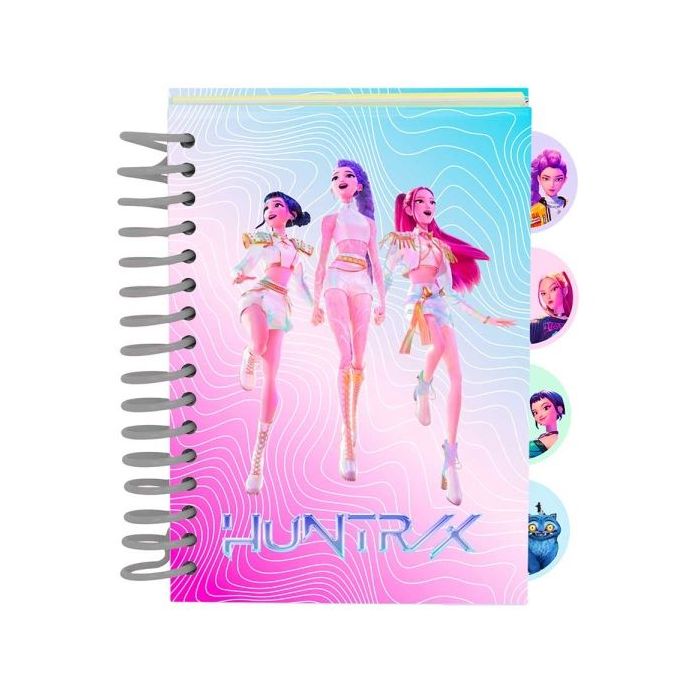 Safta K-Pop Demon Hunters Bloc de Notas - Formato A6 - 80 Hojas de 80 g/m2 - Espiral - Tapas Duras - 4 Separadores Interiores -