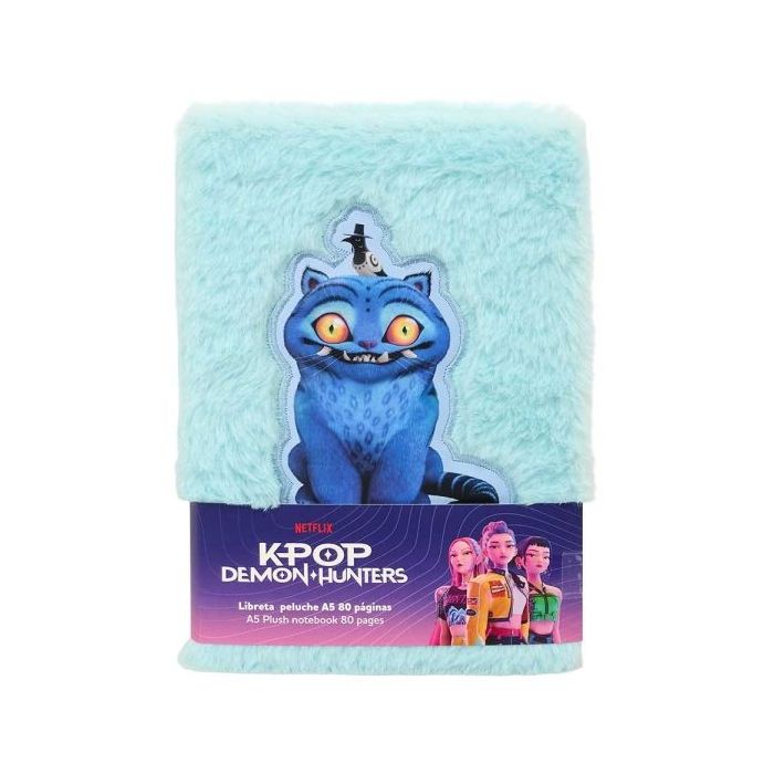 Safta K-Pop Demon Hunters Bloc de Notas - Formato A5 - Tapas de Peluche - 80 Paginas - 21x14.8cm - Color Azul Claro