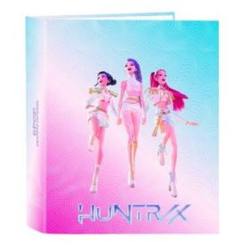 Safta K-Pop Demon Hunters Carpeta de 4 Anillas de 40mm - Formato Folio - Tapas Duras Forradas - Lomo Ancho - 27x33x6cm - Multico