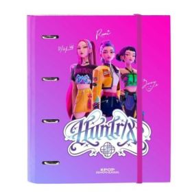 Safta K-Pop Demon Hunters Carpeta de 4 Anillas de 35mm - Recambio de 100 Hojas A4 - Cuadricula de 5x5mm - 80g/m2 - Separadores I