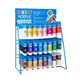 Carioca Expositor con 144 Tubos de Pintura Acrilica de 75ml - Colores Brillantes Resistentes a la Luz - Colores Surtidos