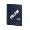 Milan 430 Since 1918 Cuaderno Espiral Formato A4 Doble Pauta 3,5mm - 80 Hojas de 95 gr/m2 Microperforadas con 4 Taladros - Tapa