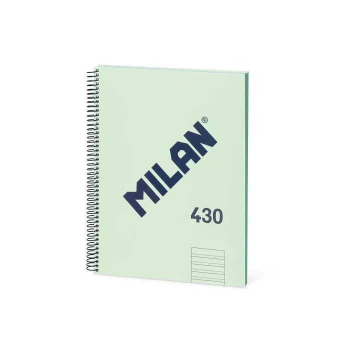 Milan 430 Since 1918 Cuaderno Espiral Formato A4 Doble Pauta 3,5mm - 80 Hojas de 95 gr/m2 Microperforadas con 4 Taladros - Tapa