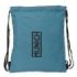 Safta Munich Saco Plano - Cierre con Cordones - Bolsillo Interior con Cremallera - 35x40x1cm - Color Negro y Azul
