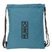 Safta Munich Saco Plano - Cierre con Cordones - Bolsillo Interior con Cremallera - 35x40x1cm - Color Negro y Azul
