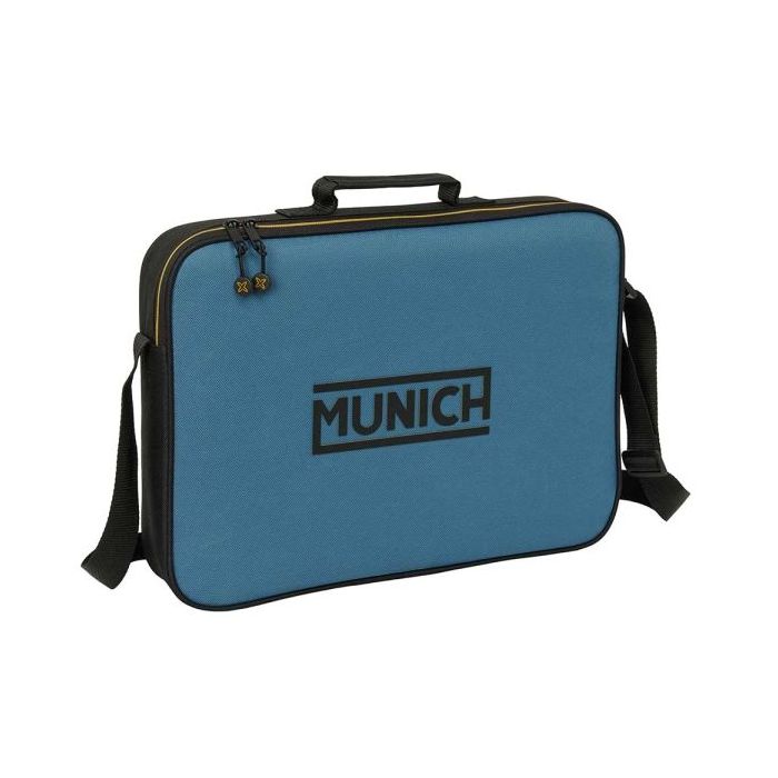 Safta Munich Maletin con Cremallera - Bandolera Ajustable - Asa Forrada - Doble Tirador - Fondo Semirigido - 38x28x6cm - Color N