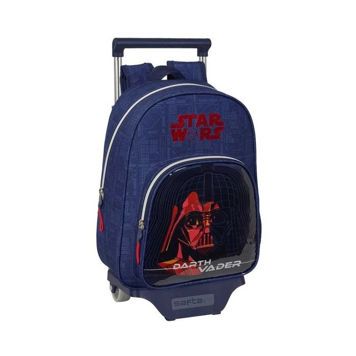 Safta Star Wars Mochila con Carro - Extraible - Portabotellas - Bolsillo Frontal - Asa de Mano - 27x33x10cm - Color Azul Marino