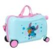 Safta Stitch Bright Maleta Trolley Infantil - Reposapies - Bandolera Ajustable - Asas de Mano - Tiradores con Ranura para Candad