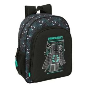 Safta Minecraft Screen Mochila - 15L - Adaptable a Carro - Bolsillo Frontal - Portabotellas - Cremallera con Doble Tirador - Asa