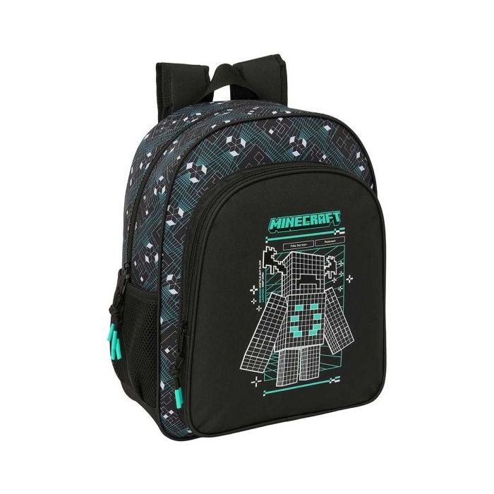 Safta Minecraft Screen Mochila - 15L - Adaptable a Carro - Bolsillo Frontal - Portabotellas - Cremallera con Doble Tirador - Asa