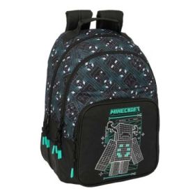 Safta Minecraft Screen Mochila - Adaptable a Carro - Bolsillo Frontal - Portabotellas - Cremallera con Doble Tirador - Asa de Ma