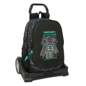 Safta Minecraft Screen Mochila con Carro - Extraible - 23L - Portabotellas - Cremallera con Doble Tirador - Asa de Mano - Espald