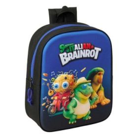 Safta Brainrot Mochila Guarderia 3D - 6L - Cremallera - Asa de Mano - 22x27x10cm - Color Negro y Azul