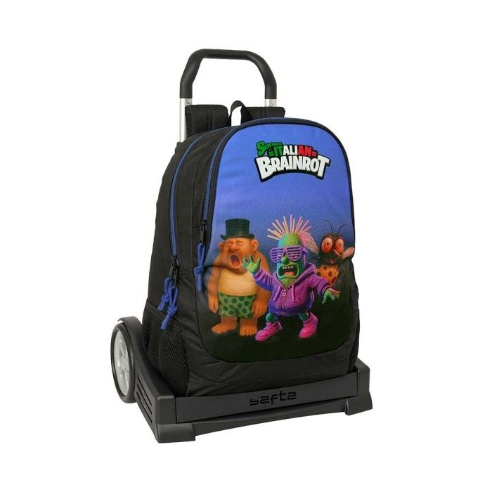 Safta Brainrot Mochila con Carro - Extraible - 23L - Portabotellas - Cremallera con Doble Tirador - Asa de Mano - Espalda Acolch