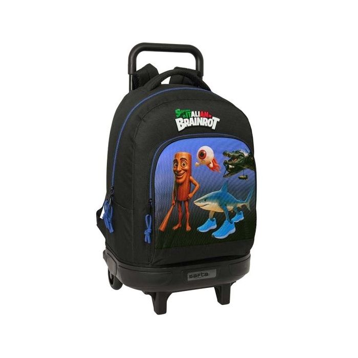 Safta Brainrot Mochila con Carro - Extraible - 33L - Portabotellas - Tarjeta de Identificacion Personal - Cremallera con Doble T