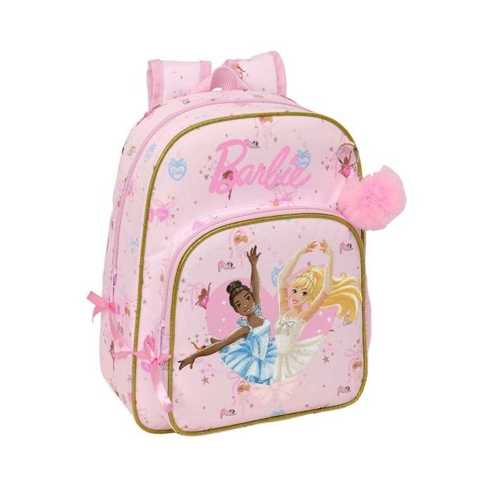 Safta Barbie Ballet Mochila Infantil - Portabotellas - Bolsillo Frontal - Adaptable a Carro - Hombreras Acolchadas - 26x34x11cm