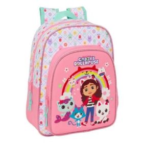 Safta Gabby's Dollhouse Mochila Infantil - Portabotellas - Bolsillo Frontal - Adaptable a Carro - Hombreras Acolchadas - 26x34x1