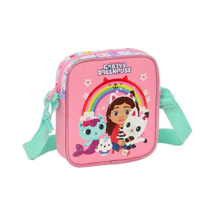 Safta Gabby's Dollhouse Bolsito con Bandolera Ajustable - Compacto - Cierre con Cremallera - 16x18x4cm - Color Rosa