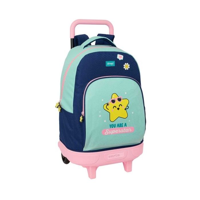 Safta Mr. Wonderful Estrella Mochila con Carro - Extraible - 33L - Portabotellas - Tarjeta de Identificacion Personal - Doble Ti