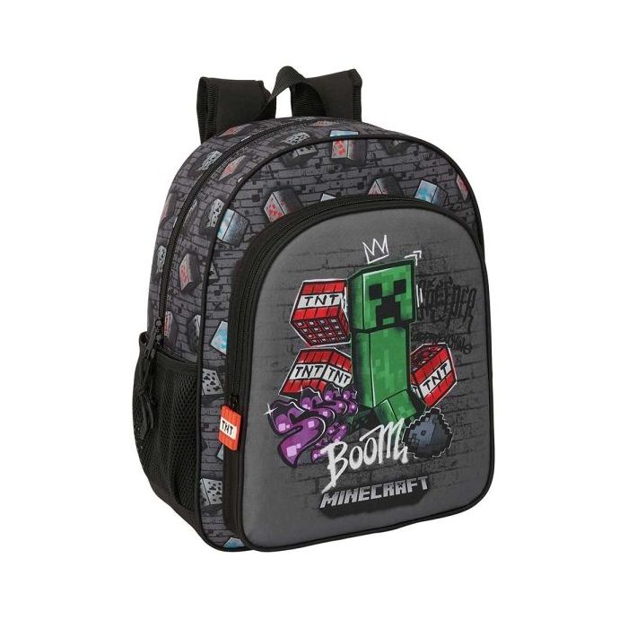 Safta Minecraft Graffiti Mochila - 15L - Adaptable a Carro - Bolsillo Frontal - Portabotellas - Cremallera con Doble Tirador - A