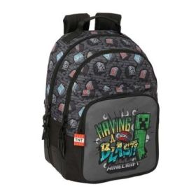 Safta Minecraft Graffiti Mochila - Adaptable a Carro - Bolsillo Frontal - Portabotellas - Cremallera con Doble Tirador - Asa de