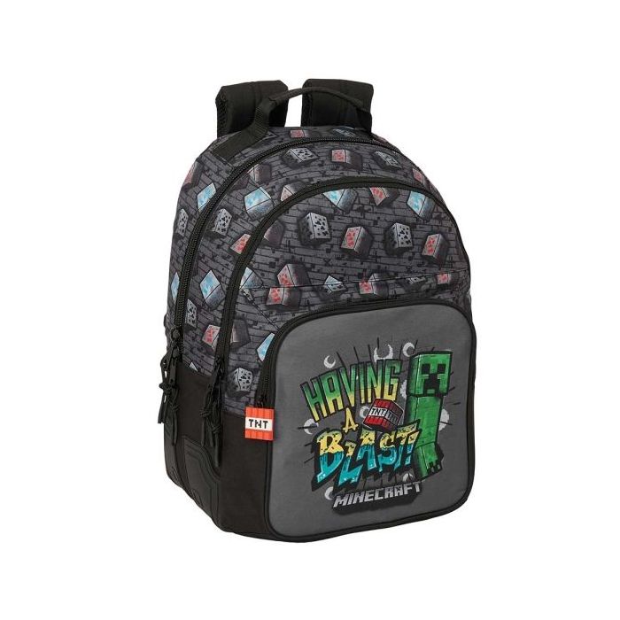 Safta Minecraft Graffiti Mochila - Adaptable a Carro - Bolsillo Frontal - Portabotellas - Cremallera con Doble Tirador - Asa de