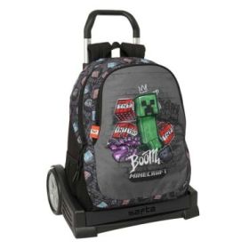 Safta Minecraft Graffiti Mochila con Carro - Extraible - 23L - Portabotellas - Cremallera con Doble Tirador - Asa de Mano - Espa
