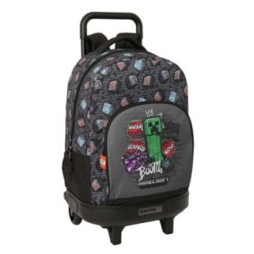 Safta Minecraft Graffiti Mochila con Carro - Extraible - 33L - Portabotellas - Tarjeta de Identificacion Personal - Cremallera c