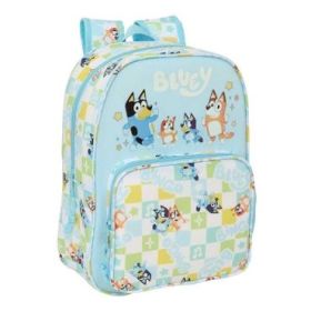 Safta Bluey Ready Mochila Infantil - Portabotellas - Bolsillo Frontal - Adaptable a Carro - Hombreras Acolchadas - 26x34x11cm -