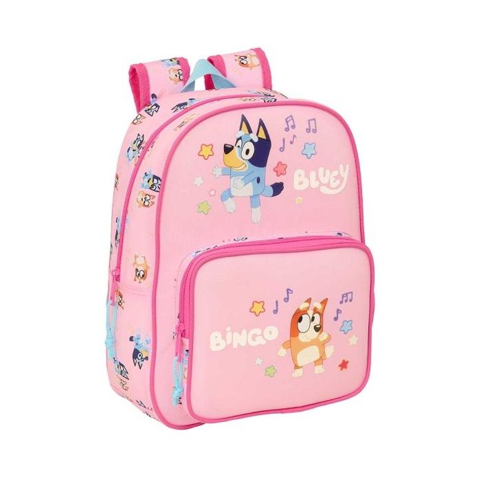 Safta Bluey Dance Mochila Infantil - Portabotellas - Bolsillo Frontal - Adaptable a Carro - Hombreras Acolchadas - 26x34x11cm -