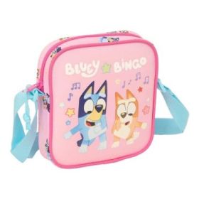 Safta Bluey Dance Bolsito con Bandolera Ajustable - Compacto - Cierre con Cremallera - 16x18x4cm - Color Rosa
