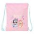 Safta Bluey Dance Saco Plano - Cierre con Cordones - Bolsillo Interior con Cremallera - 26x34x1cm - Color Rosa