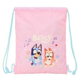Safta Bluey Dance Saco Plano - Cierre con Cordones - Bolsillo Interior con Cremallera - 26x34x1cm - Color Rosa