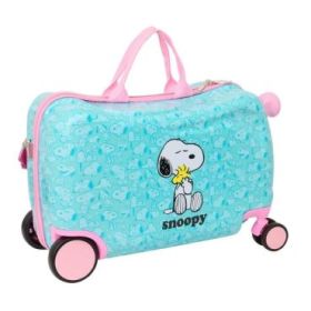 Safta Snoopy Maleta Trolley Infantil - Reposapies - Bandolera Ajustable - Asas de Mano - Tiradores con Ranura para Candado - Int