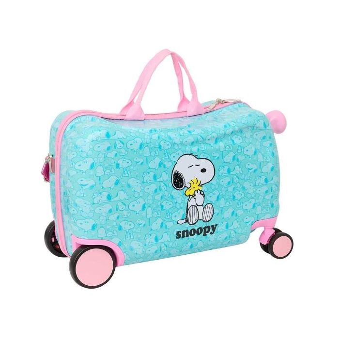Safta Snoopy Maleta Trolley Infantil - Reposapies - Bandolera Ajustable - Asas de Mano - Tiradores con Ranura para Candado - Int