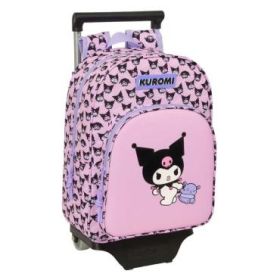 Safta Kuromi Mochila con Carro - Extraible - Portabotellas - Bolsillo Frontal - Asa de Mano - 26x34x11cm - Color Rosa