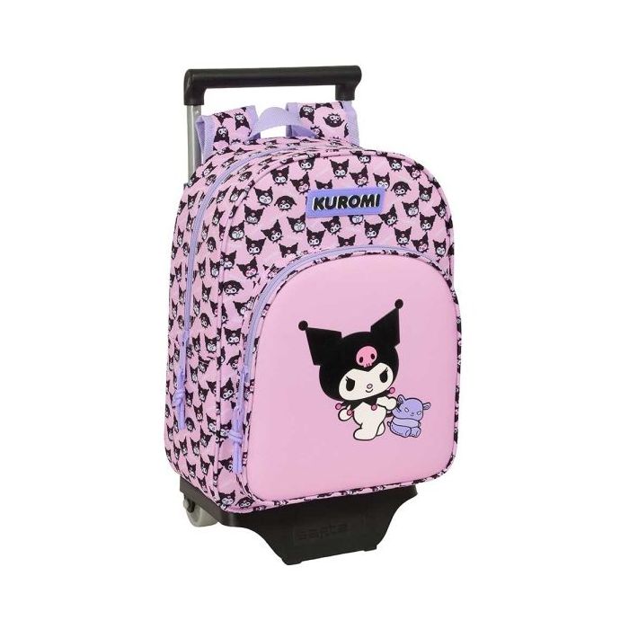Safta Kuromi Mochila con Carro - Extraible - Portabotellas - Bolsillo Frontal - Asa de Mano - 26x34x11cm - Color Rosa