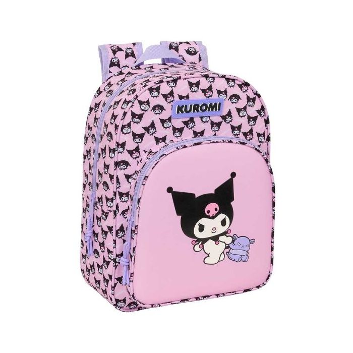 Safta Kuromi Mochila Infantil - Portabotellas - Bolsillo Frontal - Adaptable a Carro - Hombreras Acolchadas - 26x34x11cm - Color