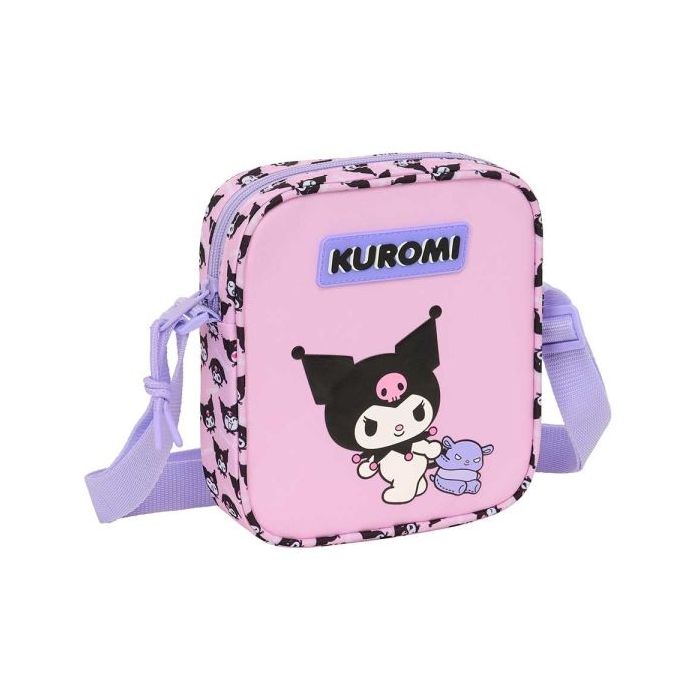 Safta Kuromi Bolsito con Bandolera Ajustable - Compacto - Cierre con Cremallera - 16x18x4cm - Color Rosa