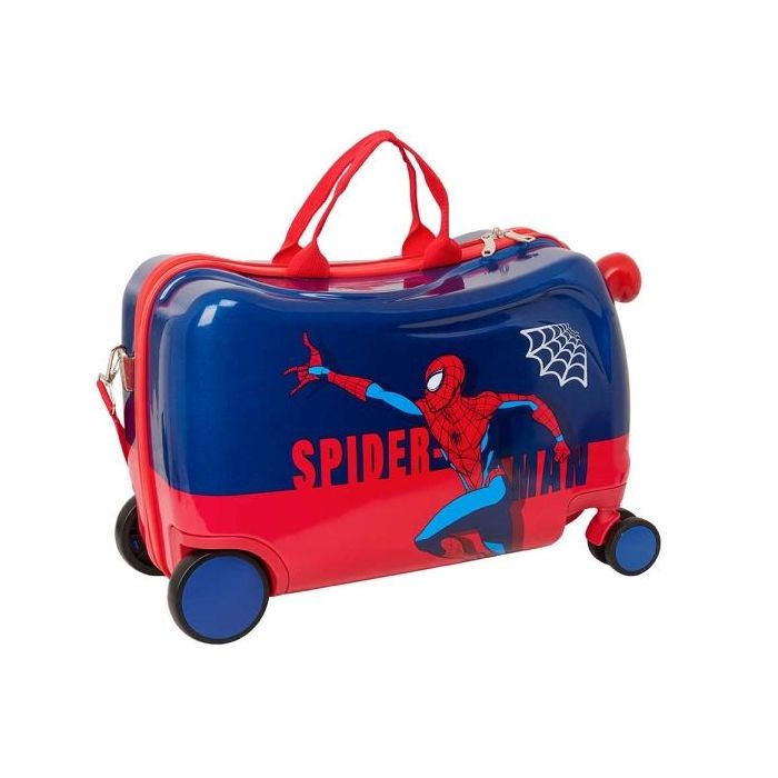 Safta Spider-Man Maleta Trolley Infantil - Reposapies - Bandolera Ajustable - Asas de Mano - Tiradores con Ranura para Candado -
