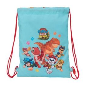 Safta Paw Patrol Dino Rescue Saco Plano - Cierre con Cordones - Bolsillo Interior con Cremallera - 26x34x1cm - Color Azul Pastel