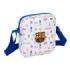 Safta F.C.Barcelona Preescolar Bolsito con Bandolera Ajustable - Compacto - Cierre con Cremallera - 16x18x4cm - Color Blanco