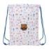 Safta F.C.Barcelona Preescolar Saco Plano - Cierre con Cordones - Bolsillo Interior con Cremallera - 26x34x1cm - Color Blanco