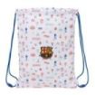 Safta F.C.Barcelona Preescolar Saco Plano - Cierre con Cordones - Bolsillo Interior con Cremallera - 26x34x1cm - Color Blanco
