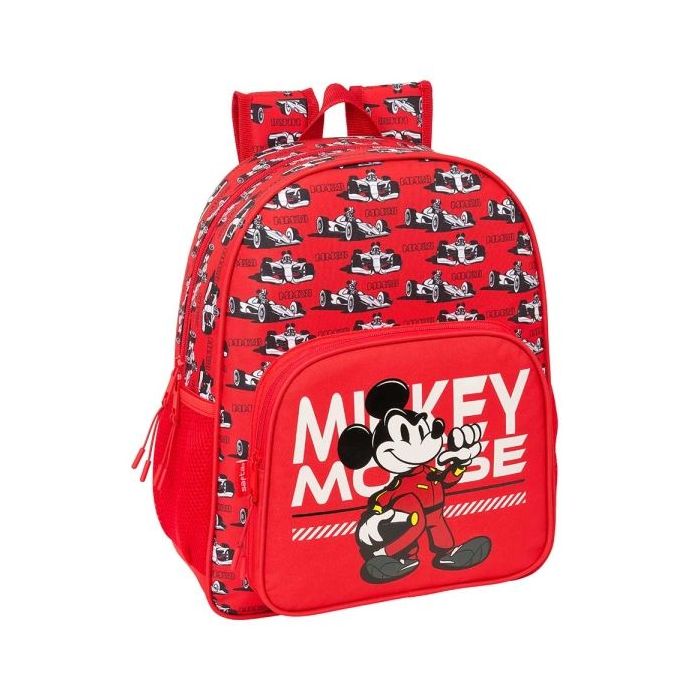 Safta Mickey and Friends Racing Mochila - 15L - Adaptable a Carro - Bolsillo Frontal - Portabotellas - Cremallera con Doble Tira