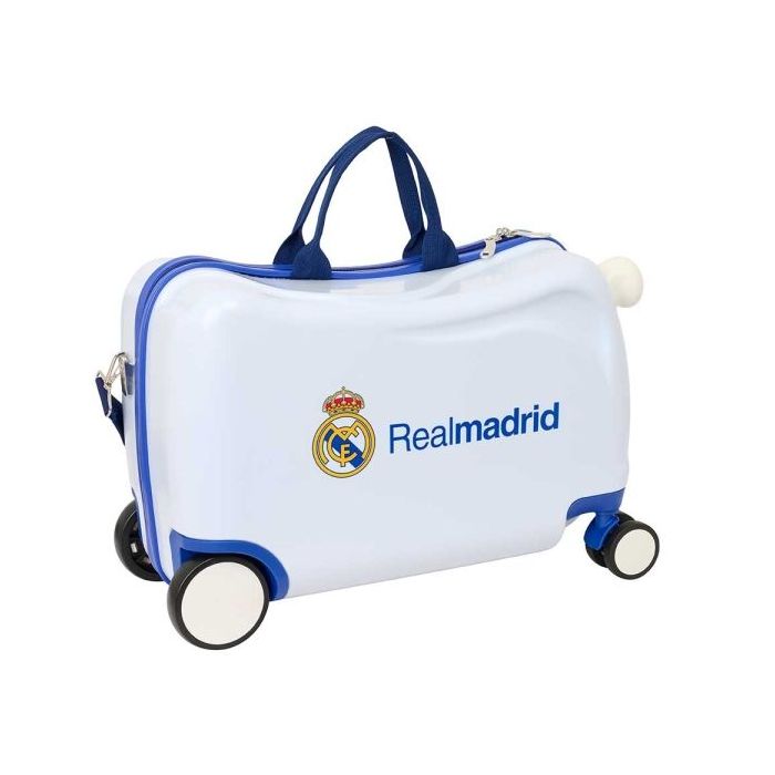 Safta Real Madrid Equipacion 26/27 Maleta Trolley Infantil - Reposapies - Bandolera Ajustable - Asas de Mano - Tiradores con Ran
